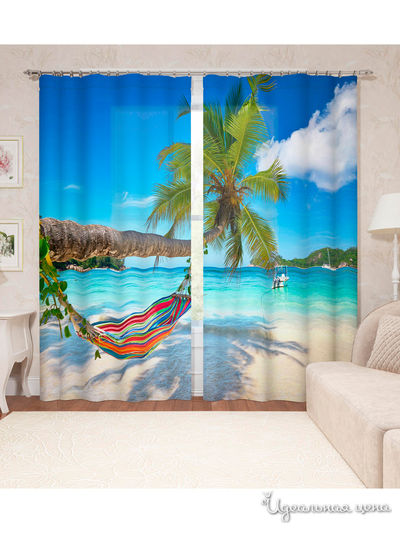 Фотошторы "Отдых у тихого океана", 145*260 см, 2 шт. Сирень, цвет мультиколор