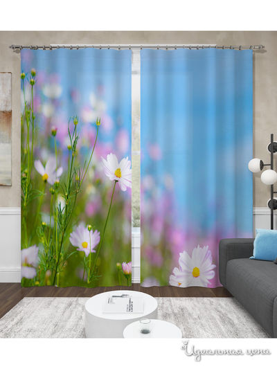 Фотошторы "Летний луг", 145*260 см, 2 шт. Сирень, цвет мультиколор