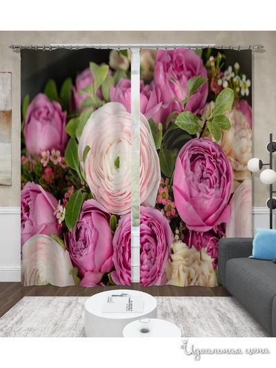 Фотошторы "Нежные пионы", 145*260 см, 2 шт. Сирень, цвет мультиколор