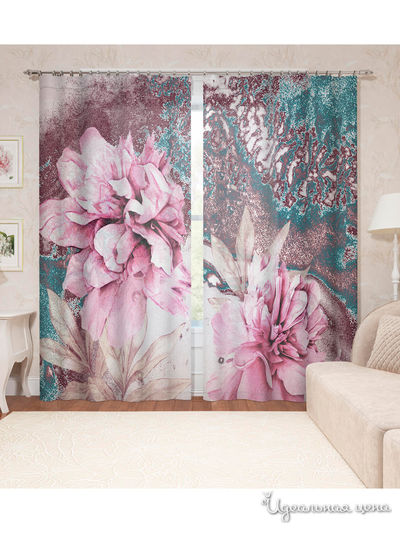Фотошторы "Каменный цветок", 145*260 см, 2 шт. Сирень, цвет мультиколор