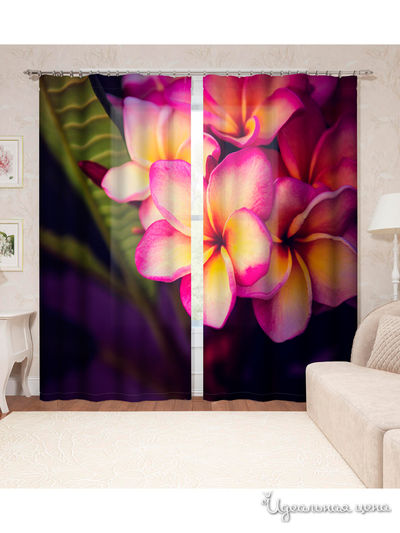 Фотошторы "Плюмерия", 145*260 см, 2 шт. Сирень, цвет мультиколор