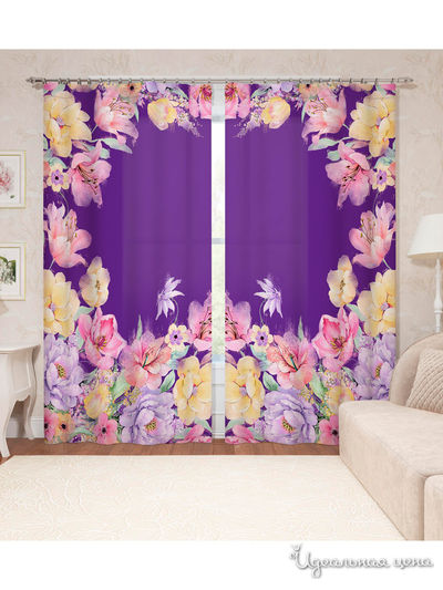 Фотошторы "Вечерний аромат цветов", 145*260 см, 2 шт. Сирень, цвет мультиколор