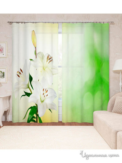Фотошторы "Бутон белых лилий", 145*260 см, 2 шт. Сирень, цвет мультиколор