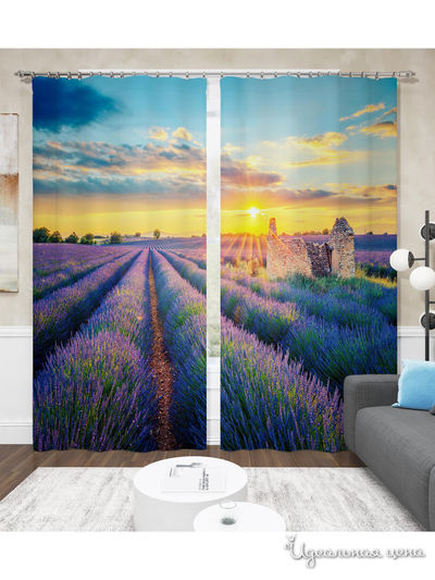 Фотошторы "Лавандовый закат", 145*260 см, 2 шт. Сирень, цвет мультиколор