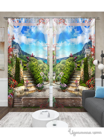 Фотошторы "Каменная лестница", 145*260 см, 2 шт. Сирень, цвет мультиколор