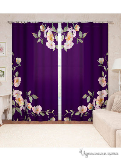 Фотошторы "Чувственная розалия", 145*260 см, 2 шт. Сирень, цвет фиолетовый