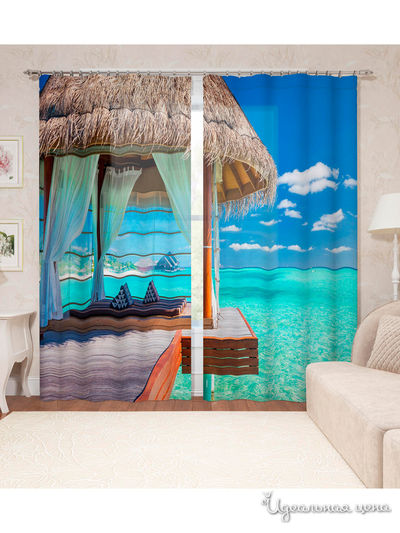 Фотошторы "Рай на островах", 145*260 см, 2 шт. Сирень, цвет мультиколор