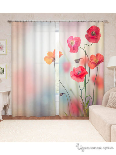 Фотошторы "Маковый цвет", 145*260 см, 2 шт. Сирень, цвет мультиколор