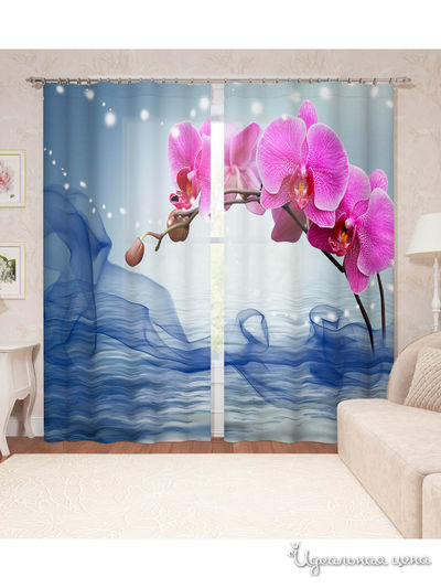 Фотошторы "Нежность и романтика орхидеи", 145*260 см, 2 шт. Сирень, цвет мультиколор