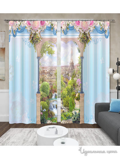 Фотошторы "Париж из окна", 145*260 см, 2 шт. Сирень, цвет мультиколор