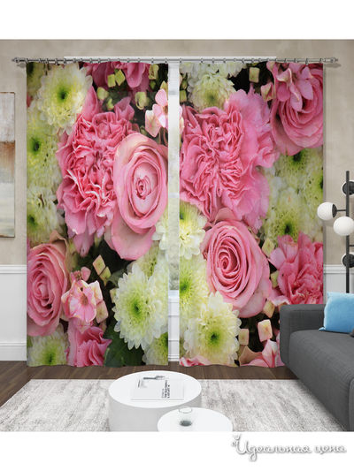 Фотошторы "Астры и розы", 145*260 см, 2 шт. Сирень, цвет мультиколор