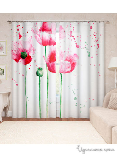 Фотошторы "Акварельная роспись", 145*260 см, 2 шт. Сирень, цвет мультиколор