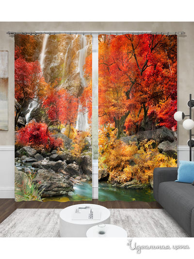 Фотошторы "Красные деревья", 145*260 см, 2 шт. Сирень, цвет мультиколор