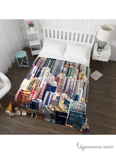 Покрывало стеганое "Цветной мегаполис", Евро Сирень, цвет мультиколор