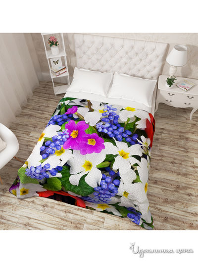 Покрывало стеганое "Цветочная клумба", Евро Сирень, цвет мультиколор