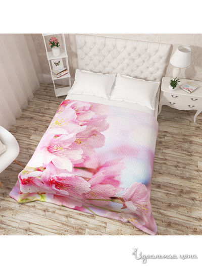 Покрывало стеганое "Вишневые соцветия", Евро Сирень, цвет мультиколор