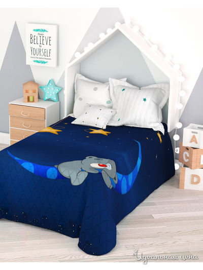 Покрывало стеганое "Спящий Мишка", 1,5-спальное Сирень, цвет синий