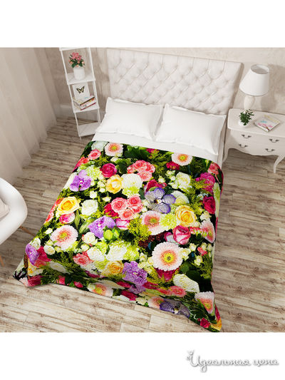Покрывало стеганое "Бунт цветов", Евро Сирень, цвет мультиколор