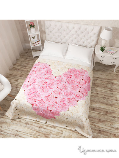 Покрывало стеганое "Сердце из роз", Евро Сирень, цвет мультиколор
