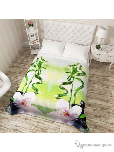 Покрывало стеганое "Бамбук и орхидея", Евро Сирень, цвет мультиколор