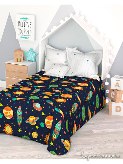 Покрывало стеганое "Космический мир", 1,5-спальное Сирень, цвет мультиколор