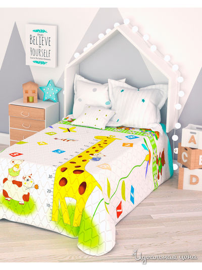 Покрывало стеганое "Веселые зверята", 1,5-спальное Сирень, цвет мультиколор