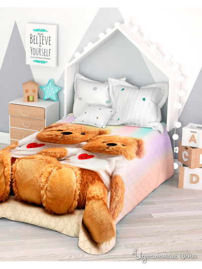 Покрывало стеганое "Мишки", 1,5-спальное Сирень, цвет мультиколор