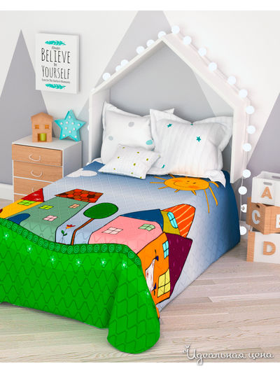 Покрывало стеганое "Детский городок", 1,5-спальное Сирень, цвет мультиколор