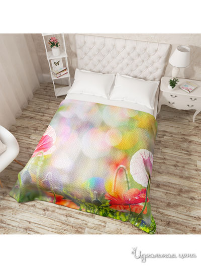 Покрывало стеганое "Нежные маки", Евро Сирень, цвет мультиколор