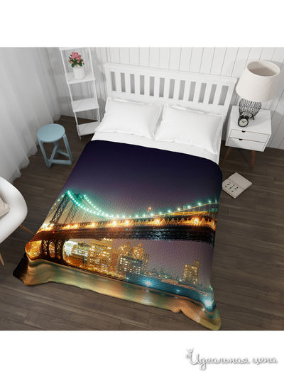 Покрывало стеганое "Яркий стиль города", Евро Сирень, цвет мультиколор