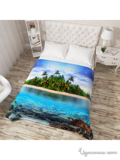 Покрывало стеганое "Сказочный остров", Евро Сирень, цвет мультиколор