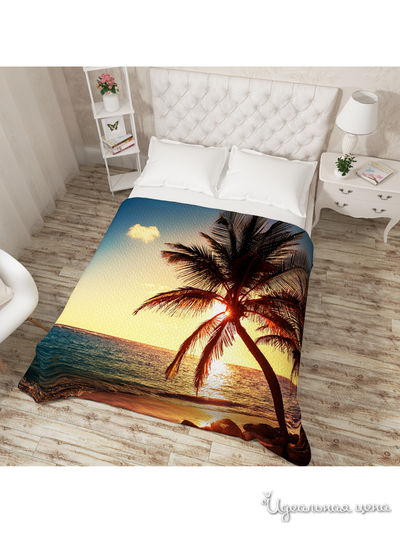 Покрывало стеганое "Райский остров", Евро Сирень, цвет мультиколор