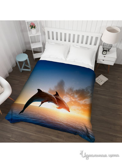 Покрывало стеганое "Парочка", Евро Сирень, цвет мультиколор