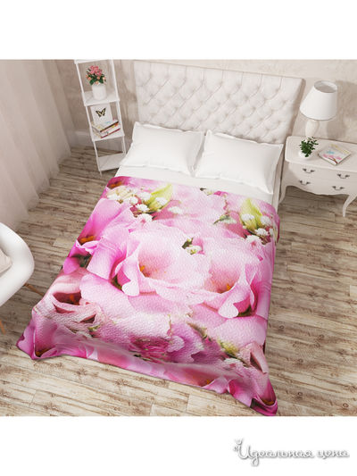Покрывало стеганое "Розовые цветы", Евро Сирень, цвет мультиколор