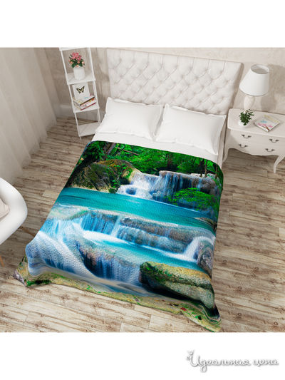 Покрывало стеганое "Водопад в лесу", Евро Сирень, цвет мультиколор
