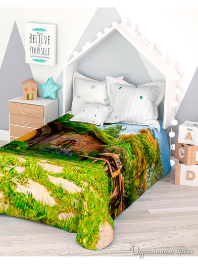 Покрывало стеганое "Дом гнома", 1,5-спальное Сирень, цвет мультиколор