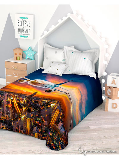 Покрывало стеганое "Самолет", 1,5-спальное Сирень, цвет мультиколор