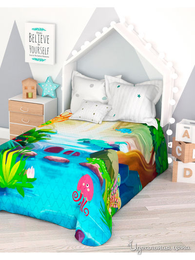 Покрывало стеганое "Джунгли", 1,5-спальное Сирень, цвет мультиколор