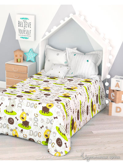 Покрывало стеганое "Веселые щенята", 1,5- спальное Сирень, цвет мультиколор