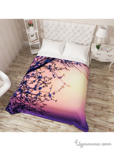 Покрывало стеганое "Фиолетовый закат", Евро Сирень, цвет мультиколор