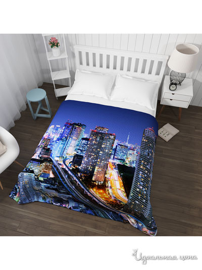 Покрывало стеганое "Фиолетовый мегаполис", Евро Сирень, цвет мультиколор