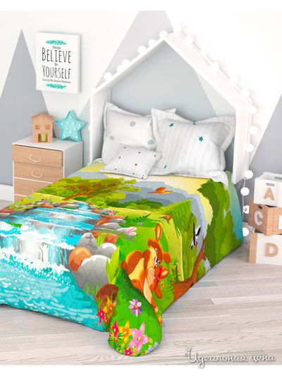 Покрывало стеганое "Лесные обитатели", 1,5-спальное Сирень, цвет мультиколор