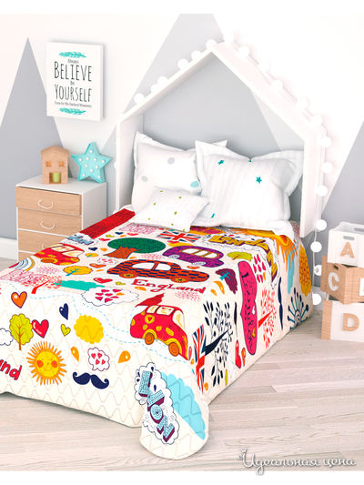 Покрывало стеганое "Машинки", 1,5-спальное Сирень, цвет мультиколор