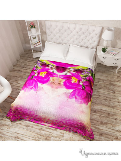 Покрывало стеганое "Цветочное отражение", Евро Сирень, цвет мультиколор