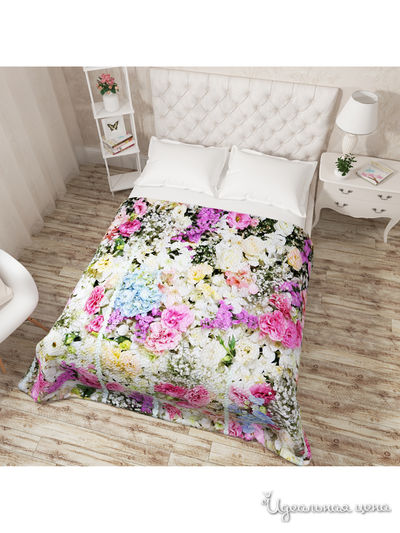 Покрывало стеганое "Фон из цветов", Евро Сирень, цвет мультиколор