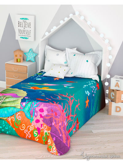 Покрывало стеганое "Русалочки", 1,5-спальное Сирень, цвет мультиколор