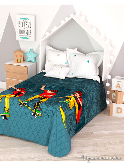 Покрывало стеганое "Скейтбордист", 1,5-спальное Сирень, цвет мультиколор