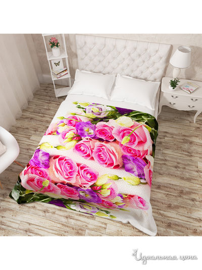 Покрывало стеганое "Чайные розы", Евро Сирень, цвет мультиколор