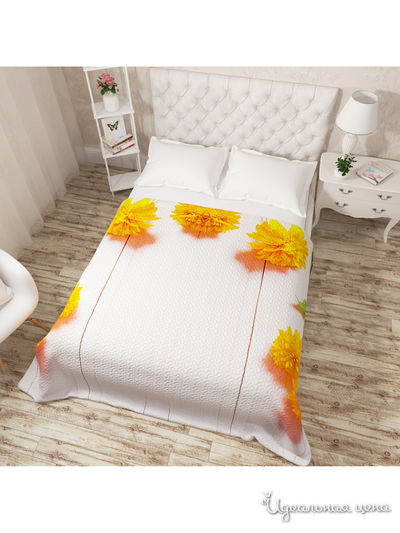 Покрывало стеганое "Желтые цветы", Евро Сирень, цвет мультиколор