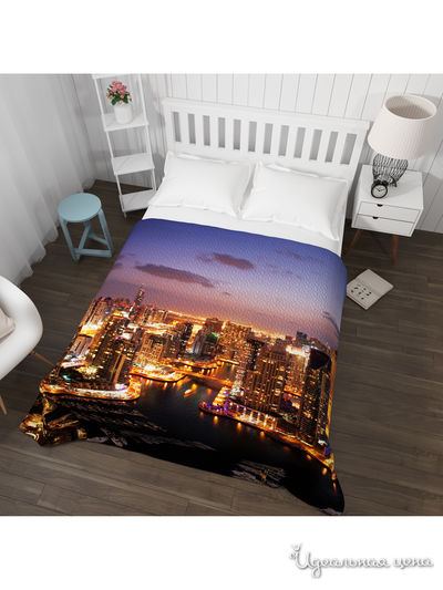 Покрывало стеганое "Бухта в городе", Евро Сирень, цвет мультиколор